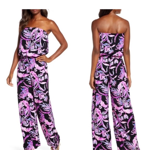 Lilly Pulitzer Pants - Lilly Pulitzer wide leg strapless jumpsuit size XS
